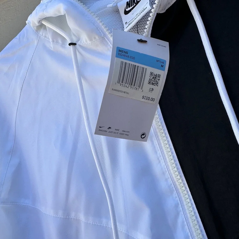 Nike Windrunner Jacket Mens Medium Black White DD4849 Sport Essentials